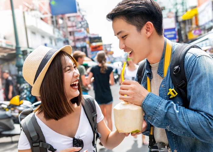 asian woman and man on date