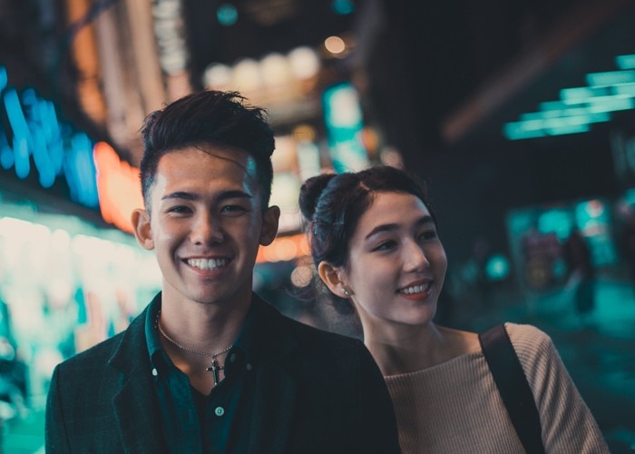 asian man and woman on a date