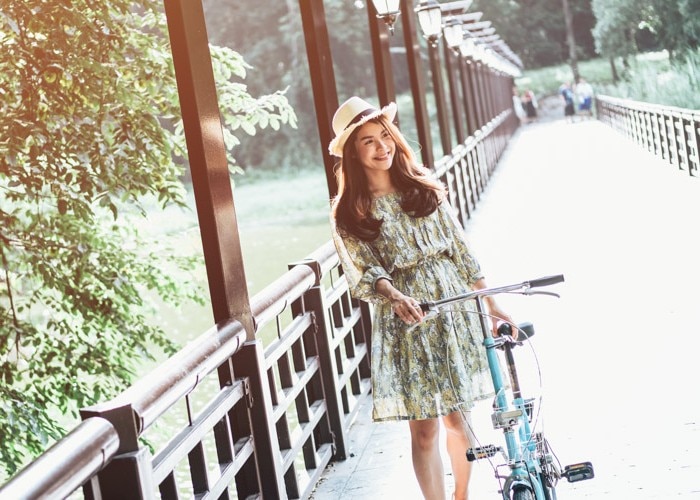 woman with bicycle